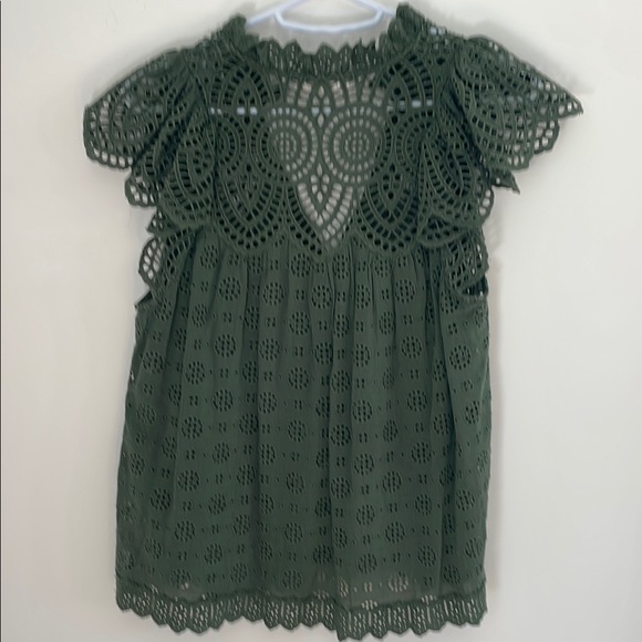 Ulla Johnson Green Ruffle Cap Sleeve Blouse - Picture 2 of 4